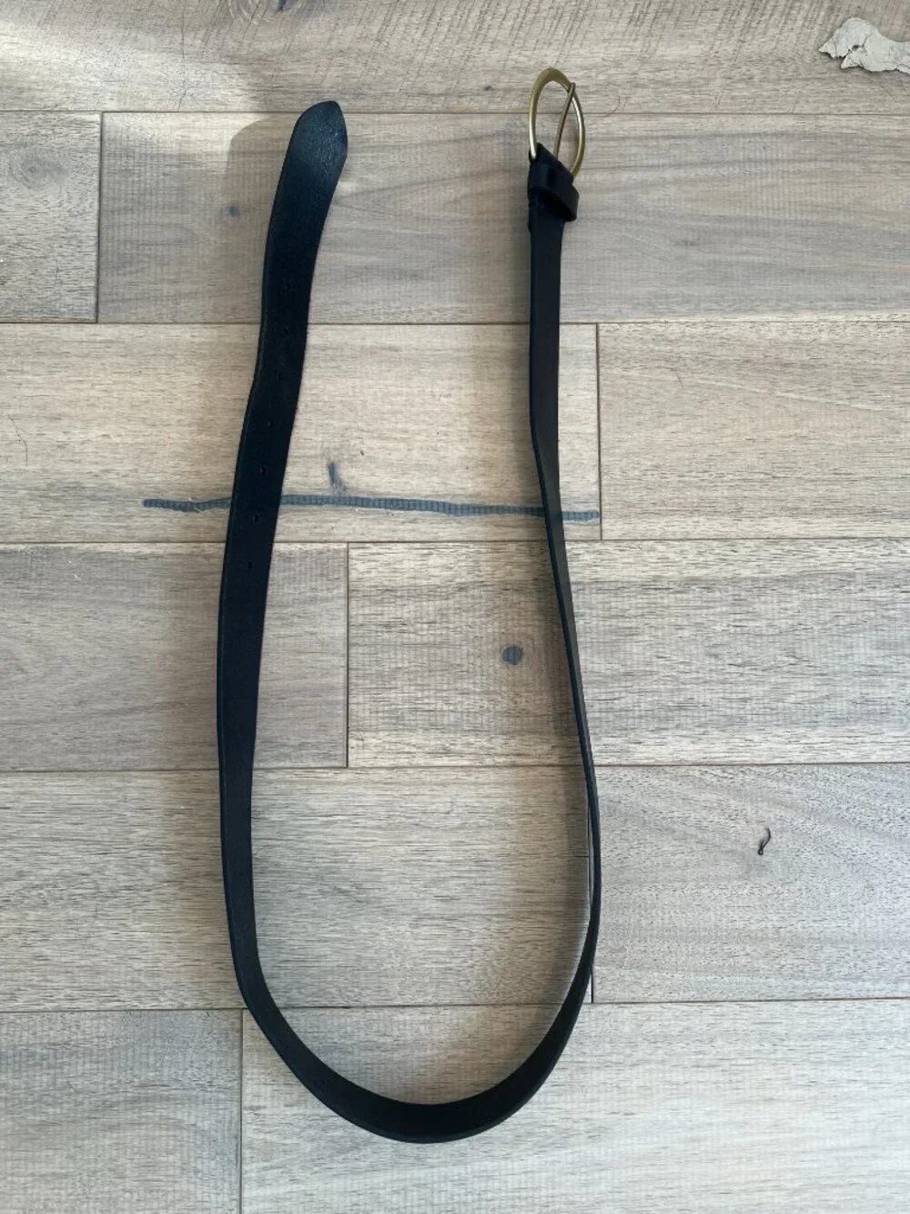 Frye Black Leather Belt Women's Size Large Gold Round Buckle EUC